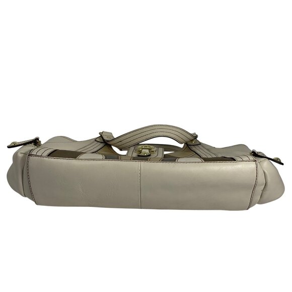 VTG ETIENNE AIGNER Large Patchwork Leather Handbag Gold Accent, Snap Closure EUC - Picture 4 of 13